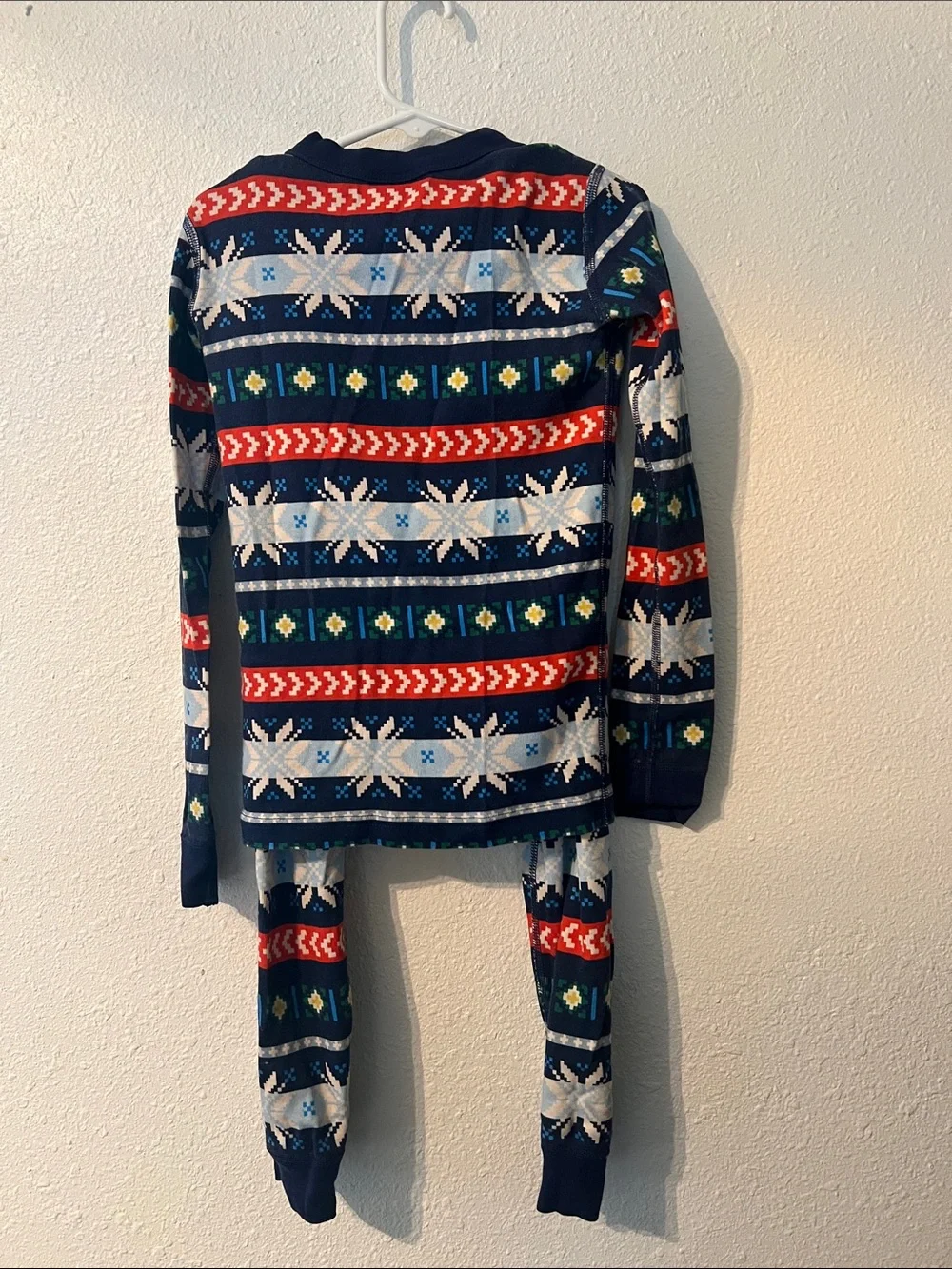Hanna Andersson Kids Navy Fair Isle Pajama Set Small (6/7)